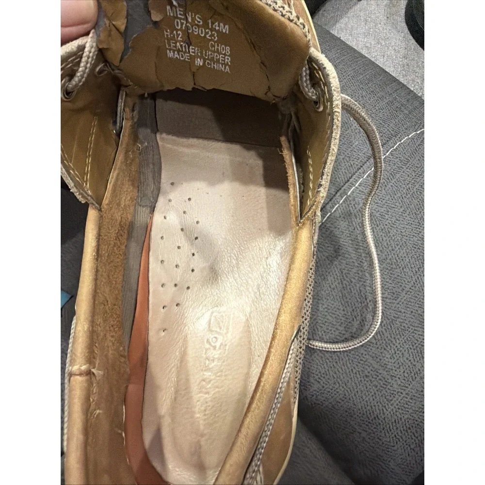 Sperry Top-Sider Billfish 3-Eye Mens 14M Tan Beige Leather Boat Shoes 0799023